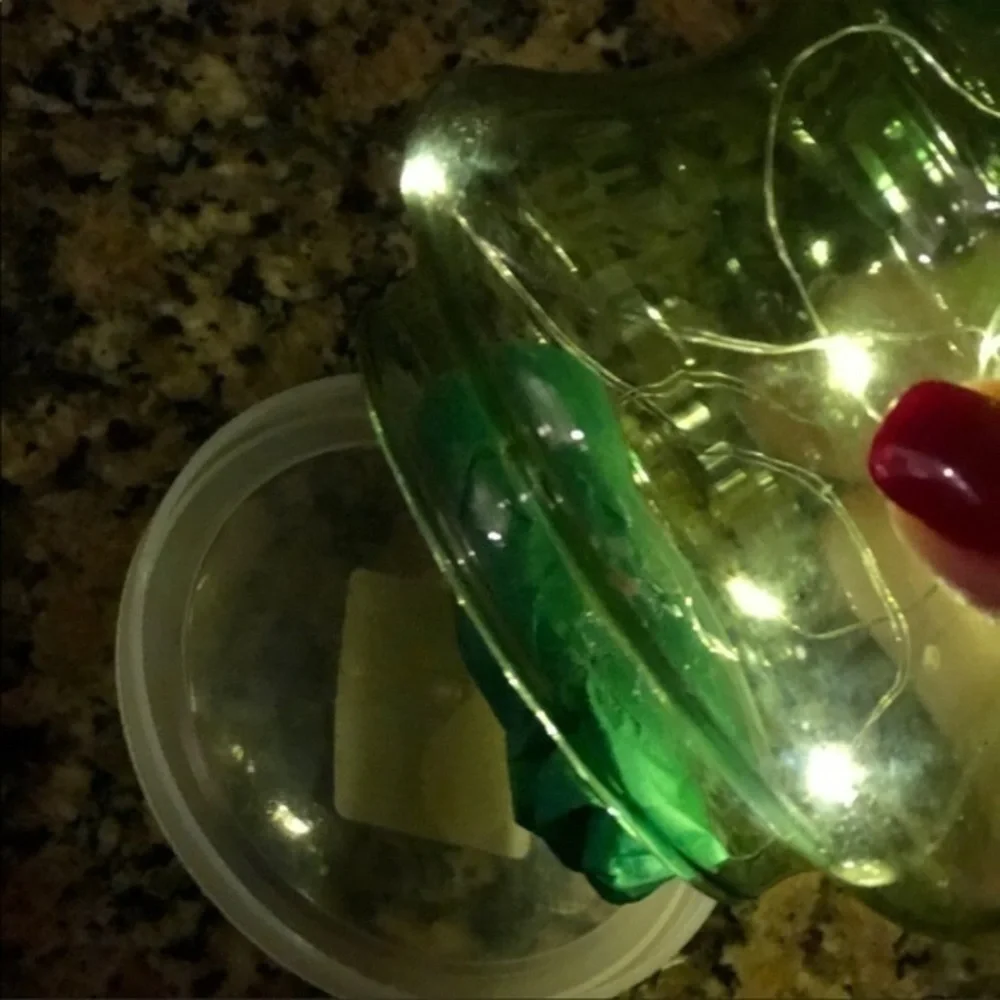 Glass Christmas tree that lights up with fairy lights